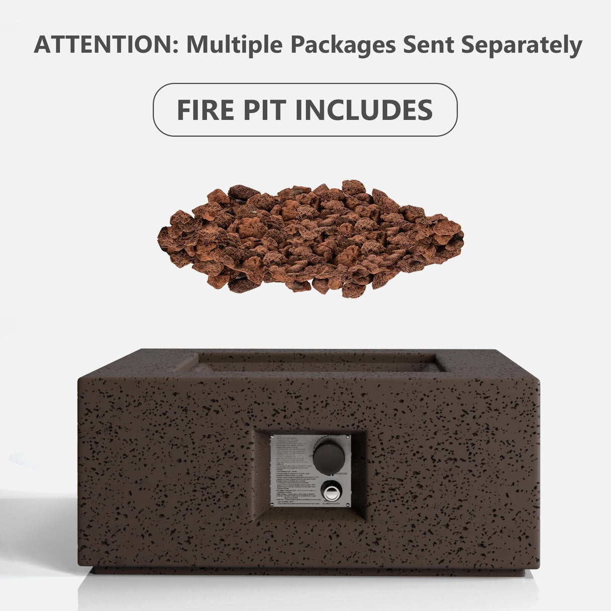 COSIEST Outdoor Square Propane Fire Pit Table, 40000BTU