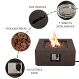 COSIEST Outdoor Square Propane Fire Pit Table, 40000BTU