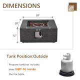 COSIEST Outdoor Square Propane Fire Pit Table, 40000BTU