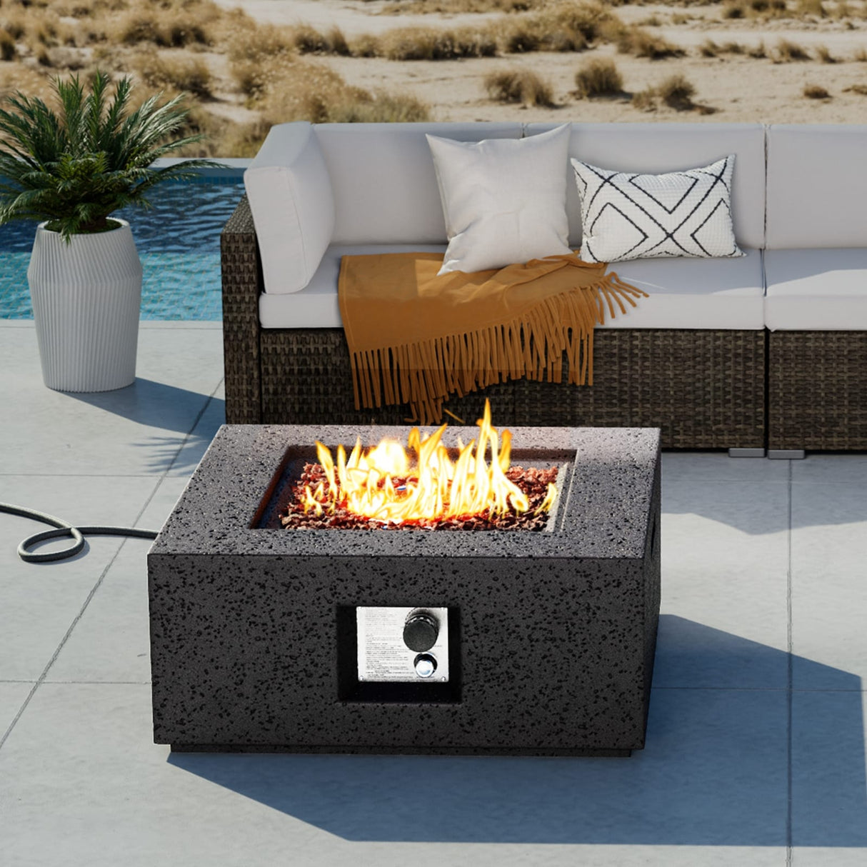 COSIEST Outdoor Square Propane Fire Pit Table, 40000BTU