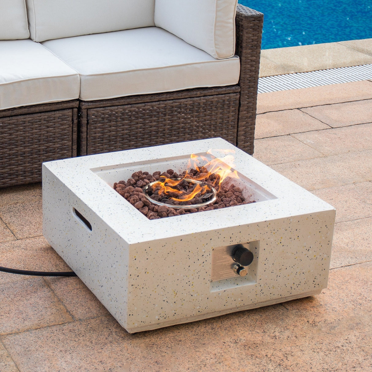 COSIEST Outdoor Square Propane Fire Pit Table, 40000BTU