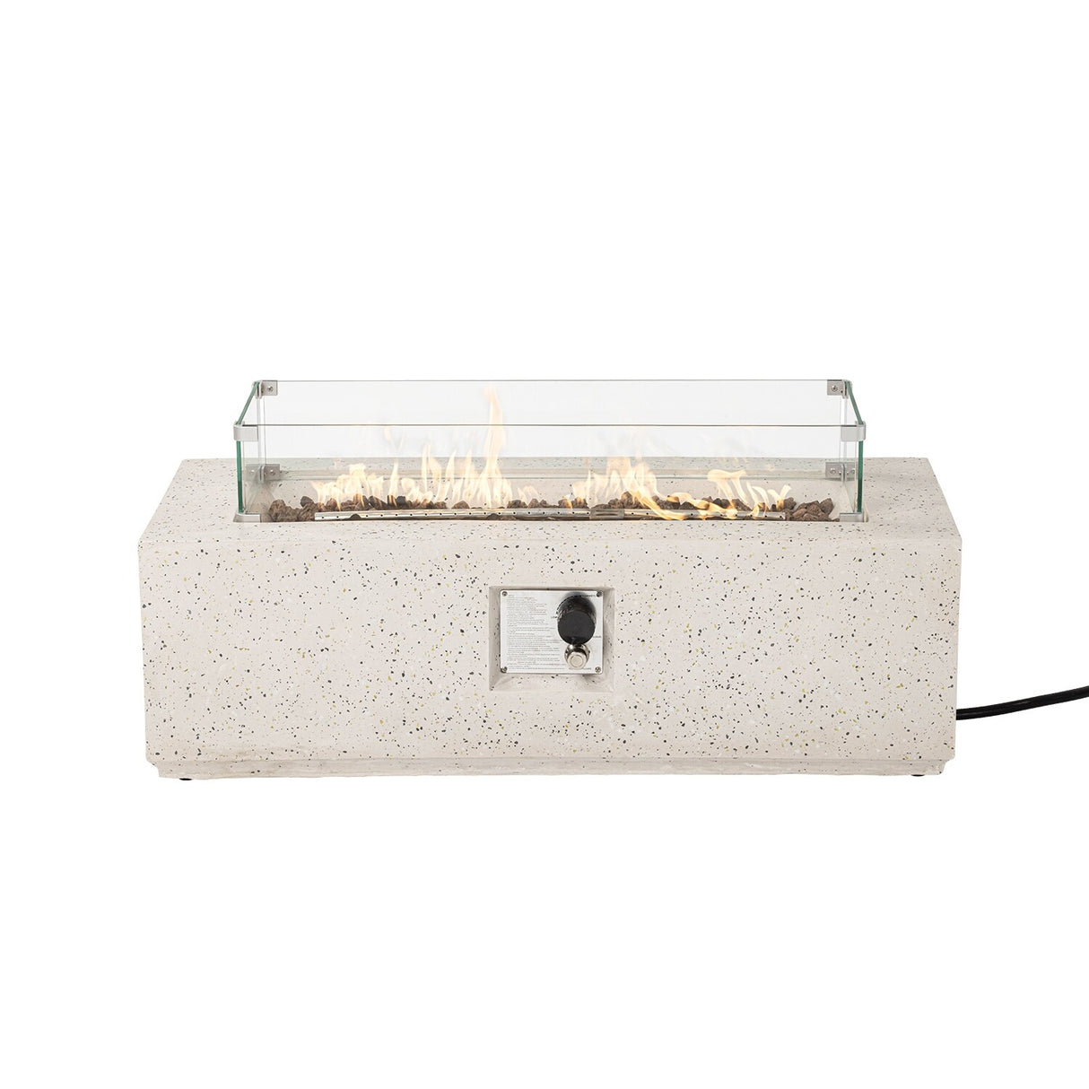 COSIEST Outdoor Rectangle Propane Fire Pit with Wind Guard, 50000BTU