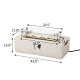 COSIEST Outdoor Rectangle Propane Fire Pit with Wind Guard, 50000BTU