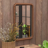 COZAYH Distressed Wood Frame Accent Mirror, Rustic Farmhouse Style Decorative Wall Mirror