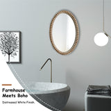 COZAYH Distressed Wood Frame Accent Mirror, Rustic Farmhouse Style Decorative Wall Mirror