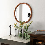COZAYH Distressed Wood Frame Accent Mirror, Rustic Farmhouse Style Decorative Wall Mirror