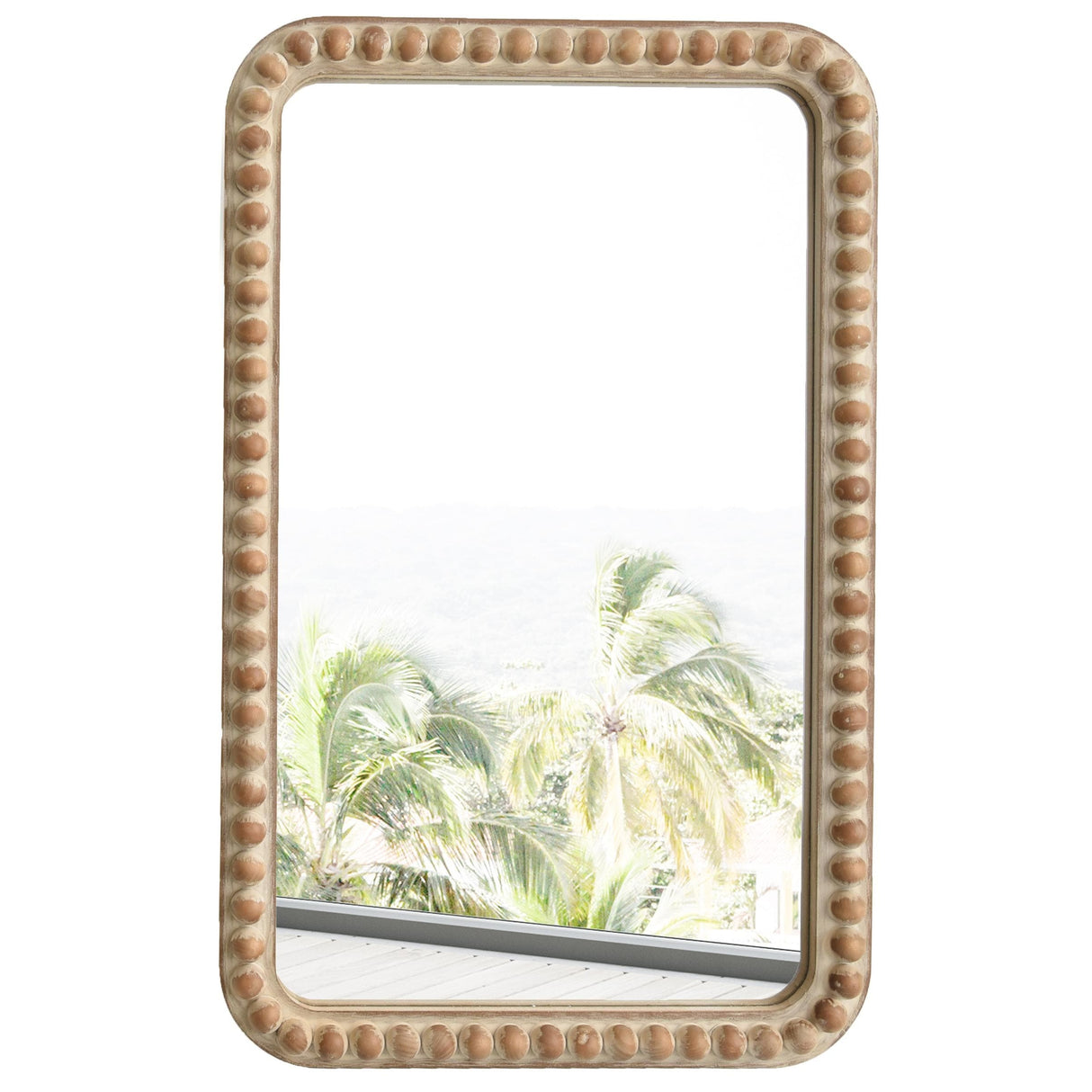 COZAYH Distressed Wood Frame Accent Mirror, Rustic Farmhouse Style Decorative Wall Mirror