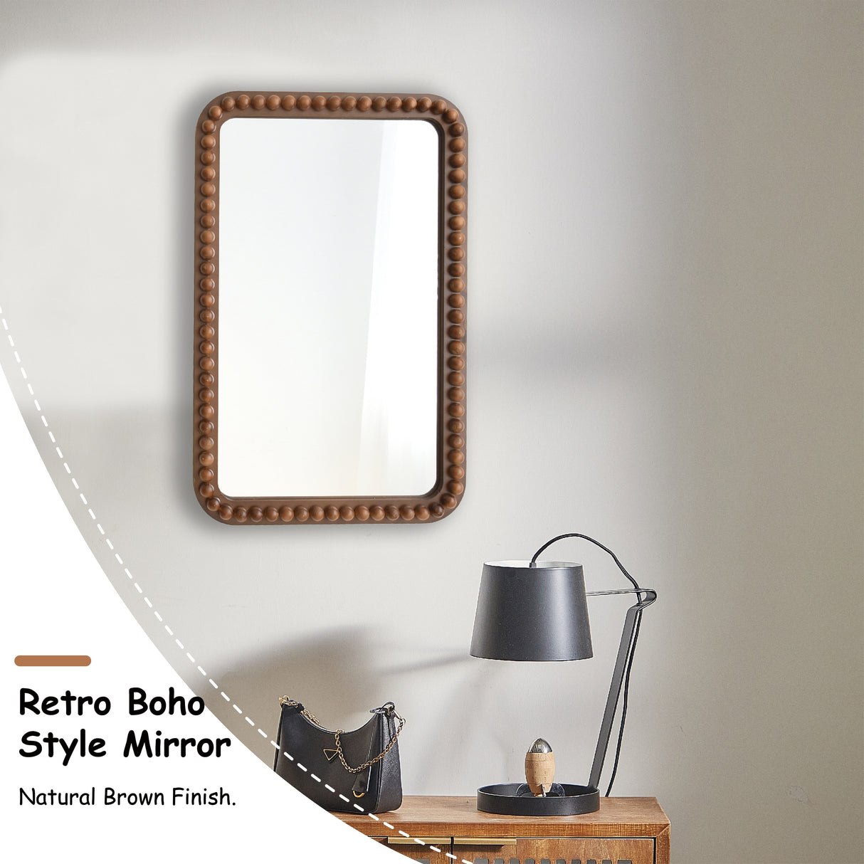 COZAYH Distressed Wood Frame Accent Mirror, Rustic Farmhouse Style Decorative Wall Mirror