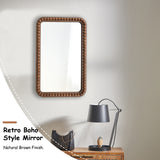 COZAYH Distressed Wood Frame Accent Mirror, Rustic Farmhouse Style Decorative Wall Mirror