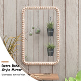 COZAYH Distressed Wood Frame Accent Mirror, Rustic Farmhouse Style Decorative Wall Mirror