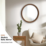 COZAYH Distressed Wood Frame Accent Mirror, Rustic Farmhouse Style Decorative Wall Mirror