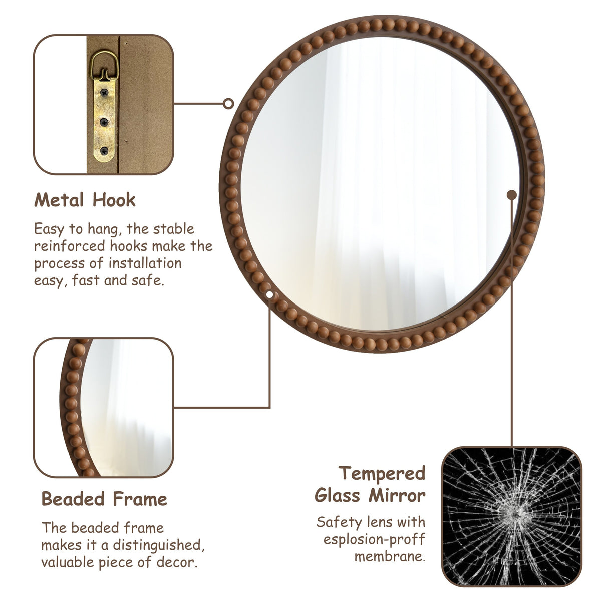 COZAYH Distressed Wood Frame Accent Mirror, Rustic Farmhouse Style Decorative Wall Mirror