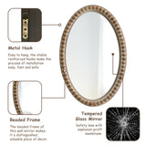 COZAYH Distressed Wood Frame Accent Mirror, Rustic Farmhouse Style Decorative Wall Mirror