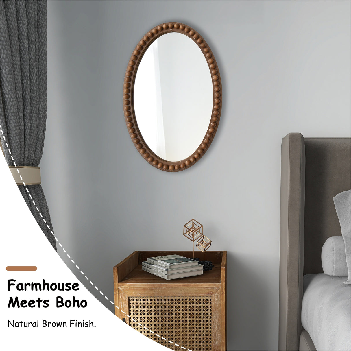 COZAYH Distressed Wood Frame Accent Mirror, Rustic Farmhouse Style Decorative Wall Mirror