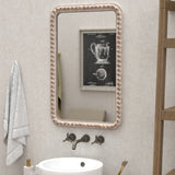 COZAYH Distressed Wood Frame Accent Mirror, Rustic Farmhouse Style Decorative Wall Mirror
