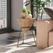 COZAYH Modern Geometric End Table with Wooden Top and Metal Base, Unique Pyramid Side Table Plant Stand for Office, Triangle