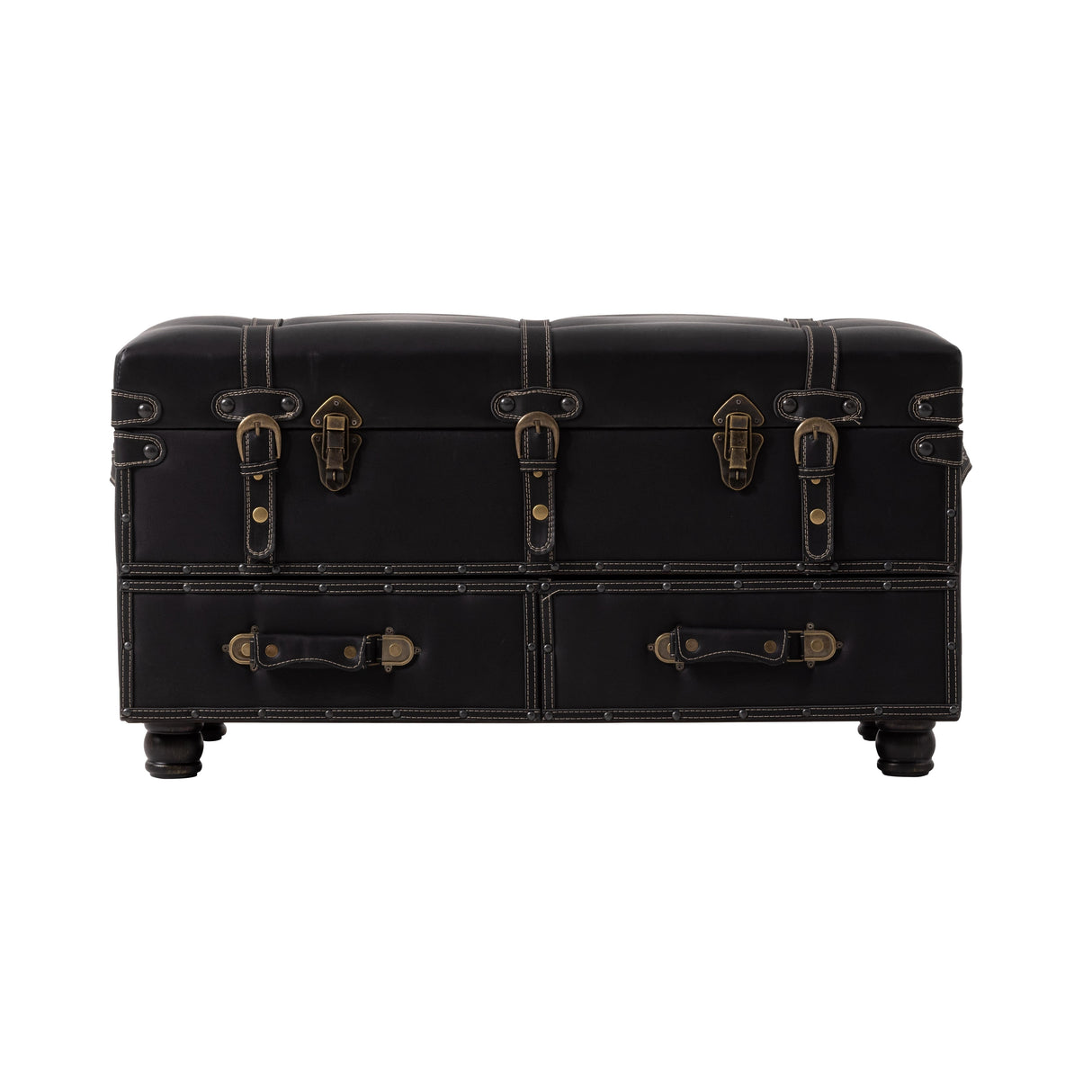 COZAYH Vintage Storage Ottoman Bench, Chest Cabinet with Latch Closure and Buckle for Bedroom Closet Home Organizer Decorative