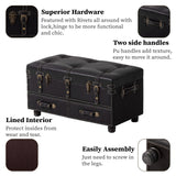 COZAYH Vintage Storage Ottoman Bench, Chest Cabinet with Latch Closure and Buckle for Bedroom Closet Home Organizer Decorative