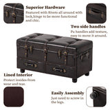 COZAYH Vintage Storage Ottoman Bench, Chest Cabinet with Latch Closure and Buckle for Bedroom Closet Home Organizer Decorative