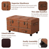 COZAYH Vintage Storage Ottoman Bench, Chest Cabinet with Latch Closure and Buckle for Bedroom Closet Home Organizer Decorative