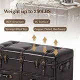 COZAYH Vintage Storage Ottoman Bench, Chest Cabinet with Latch Closure and Buckle for Bedroom Closet Home Organizer Decorative