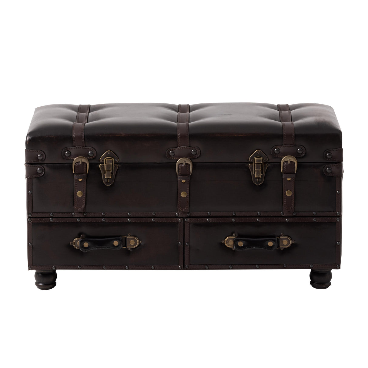 COZAYH Vintage Storage Ottoman Bench, Chest Cabinet with Latch Closure and Buckle for Bedroom Closet Home Organizer Decorative