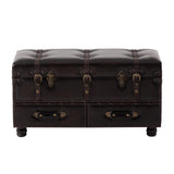COZAYH Vintage Storage Ottoman Bench, Chest Cabinet with Latch Closure and Buckle for Bedroom Closet Home Organizer Decorative