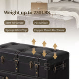 COZAYH Vintage Storage Ottoman Bench, Chest Cabinet with Latch Closure and Buckle for Bedroom Closet Home Organizer Decorative