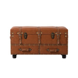 COZAYH Vintage Storage Ottoman Bench, Chest Cabinet with Latch Closure and Buckle for Bedroom Closet Home Organizer Decorative