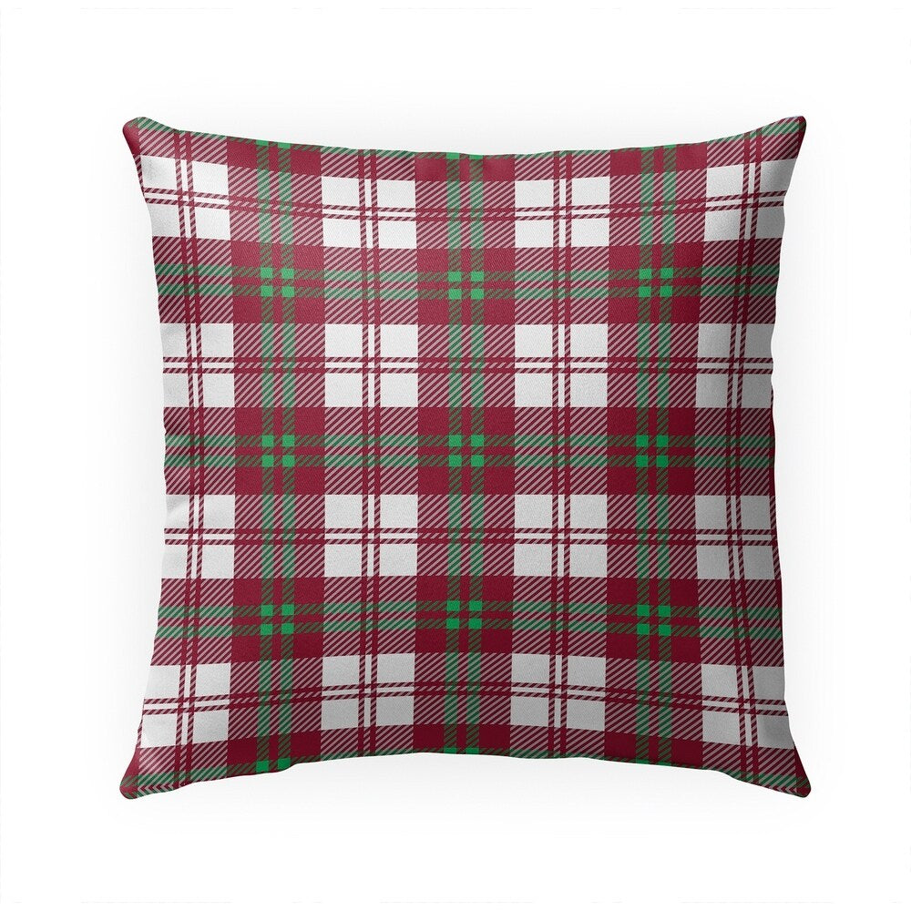 COZY PLAID RED AND GREEN Indoor|Outdoor Pillow By Kavka Designs - 18" x 18"