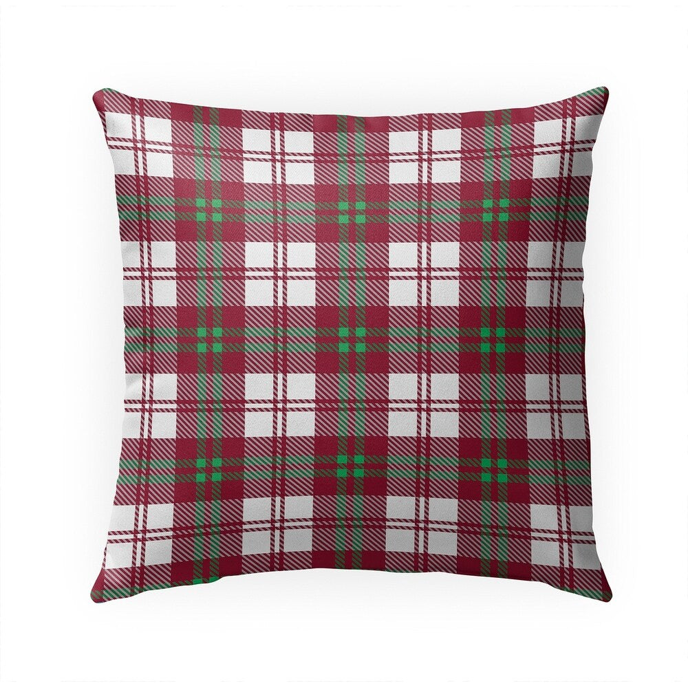 COZY PLAID RED AND GREEN Indoor|Outdoor Pillow By Kavka Designs - 18" x 18"
