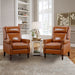 COZYMAN Mid-century Genuine Leather Recliner Push Back Adjustable Recliner Chairs with Comfortable Arms Set of 2