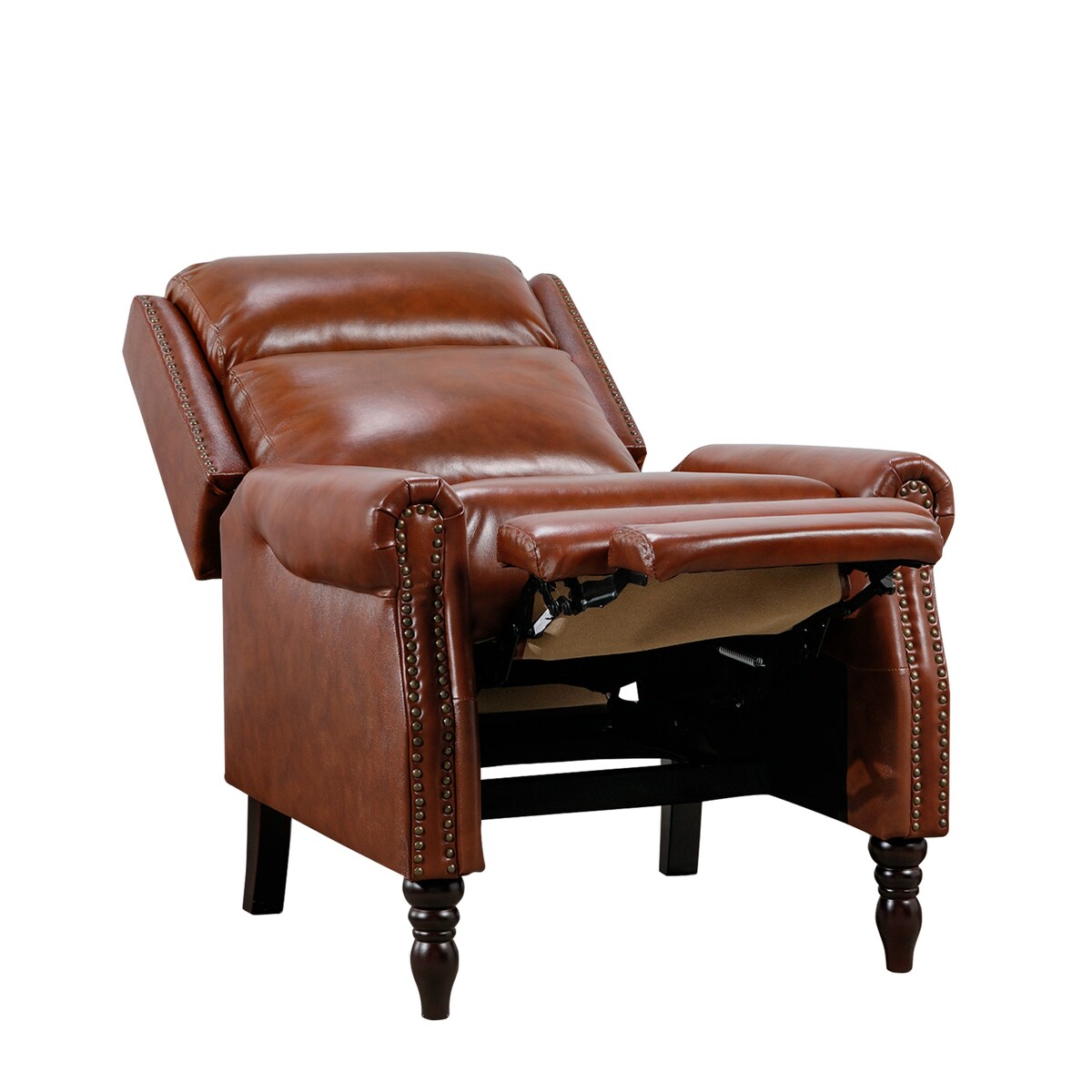 COZYMAN Mid-century Genuine Leather Recliner Push Back Adjustable Recliner Chairs with Comfortable Arms Set of 2