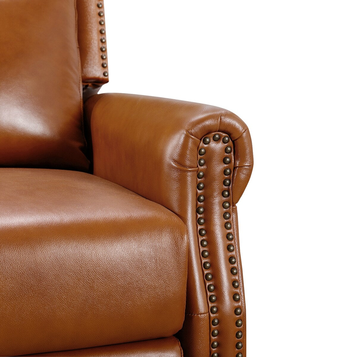 COZYMAN Mid-century Genuine Leather Recliner Push Back Adjustable Recliner Chairs with Comfortable Arms Set of 2