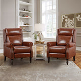 COZYMAN Mid-century Genuine Leather Recliner Push Back Adjustable Recliner Chairs with Comfortable Arms Set of 2