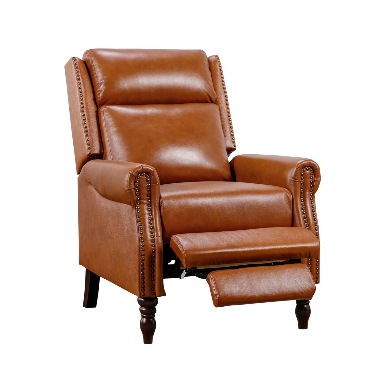 COZYMAN Mid-century Genuine Leather Recliner Push Back Adjustable Recliner Chairs with Comfortable Arms Set of 2