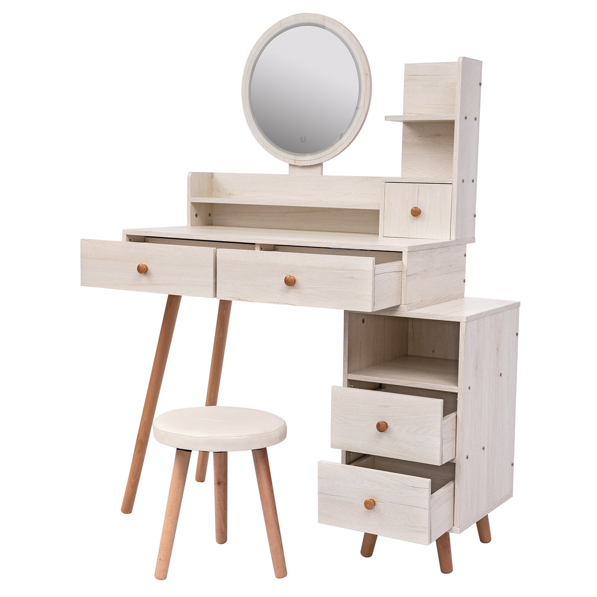 CRAZY ELF Stylish Vanity Table and Cushioned Stool