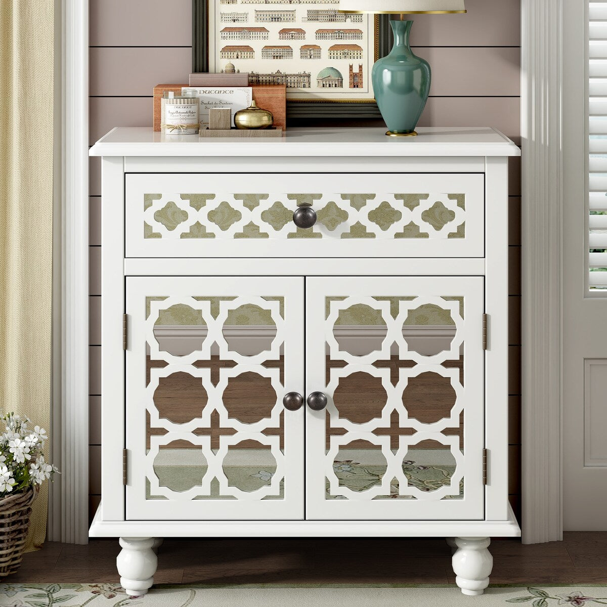 29.5 Modern Wood Sideboard Storage Cabinet with Drawer Shelf and Dec Overstock