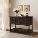 45.2"W Solid Wood Console Table with 6 Drawers, Storage Cabinet and Bottom Open Shelf