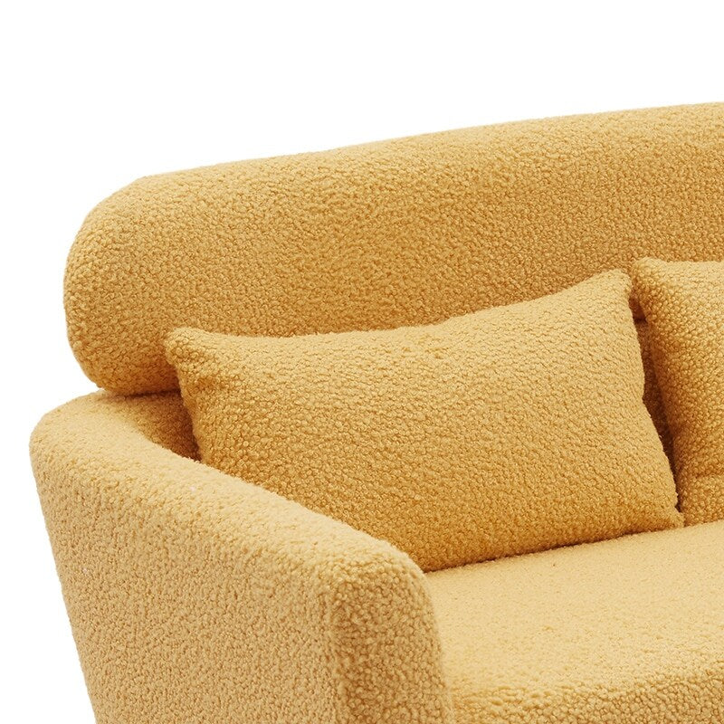 51"W Boucle Upholstered Loveseat with 2 Throw Pillows and Thick Padded for Bedroom and Small Space
