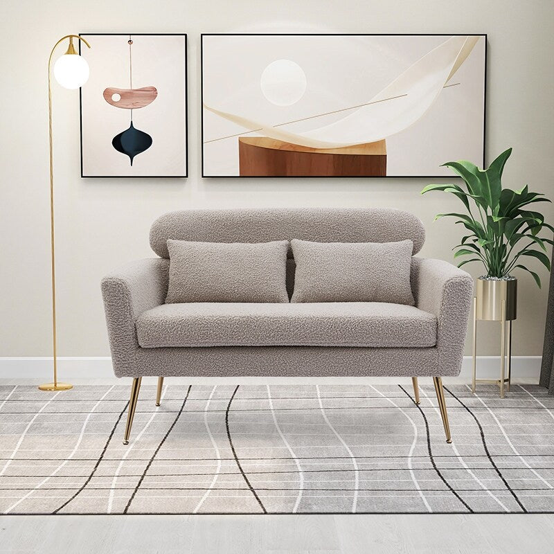 51"W Boucle Upholstered Loveseat with 2 Throw Pillows and Thick Padded for Bedroom and Small Space