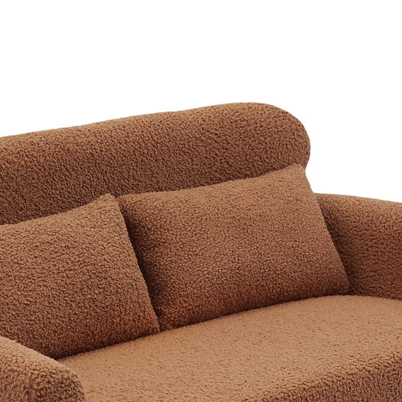 51"W Boucle Upholstered Loveseat with 2 Throw Pillows and Thick Padded for Bedroom and Small Space