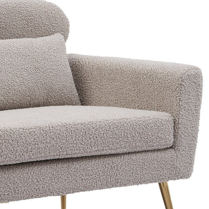51"W Boucle Upholstered Loveseat with 2 Throw Pillows and Thick Padded for Bedroom and Small Space