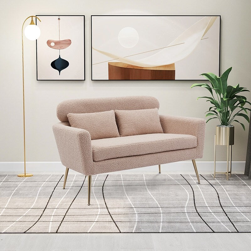 51"W Boucle Upholstered Loveseat with 2 Throw Pillows and Thick Padded for Bedroom and Small Space