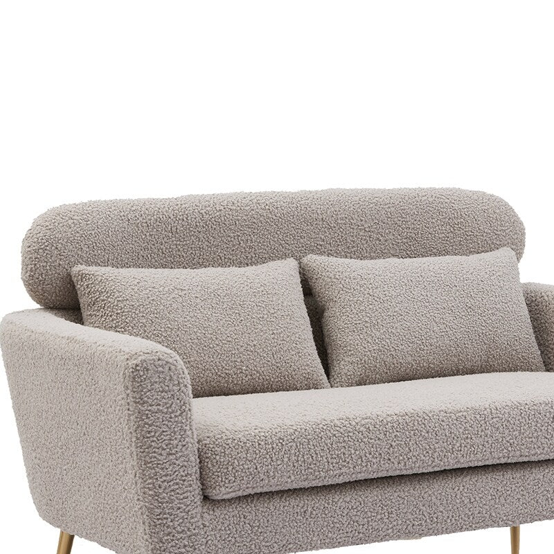 51"W Boucle Upholstered Loveseat with 2 Throw Pillows and Thick Padded for Bedroom and Small Space