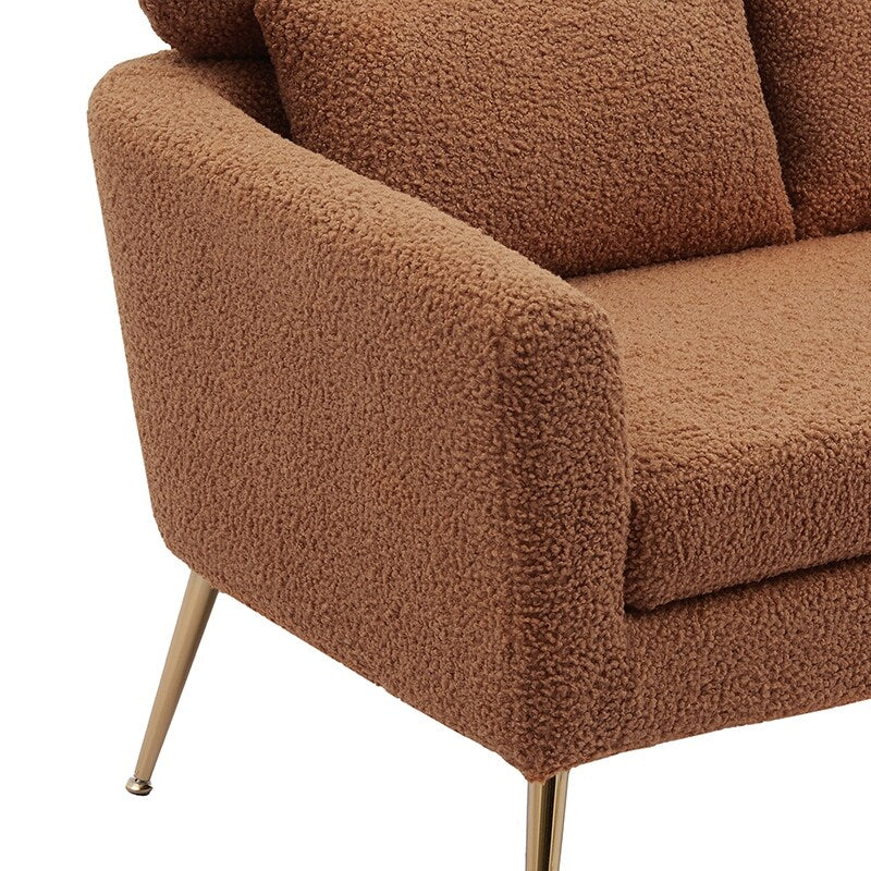 51"W Boucle Upholstered Loveseat with 2 Throw Pillows and Thick Padded for Bedroom and Small Space