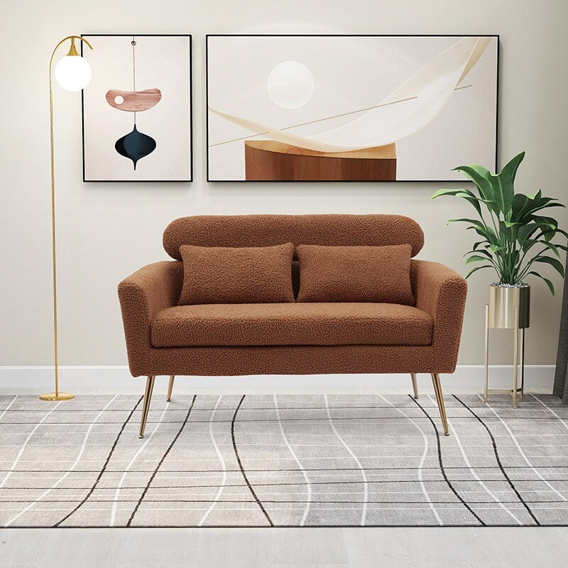 51"W Boucle Upholstered Loveseat with 2 Throw Pillows and Thick Padded for Bedroom and Small Space