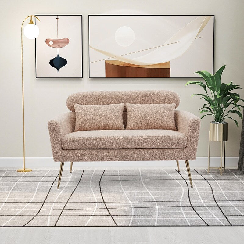 51"W Boucle Upholstered Loveseat with 2 Throw Pillows and Thick Padded for Bedroom and Small Space