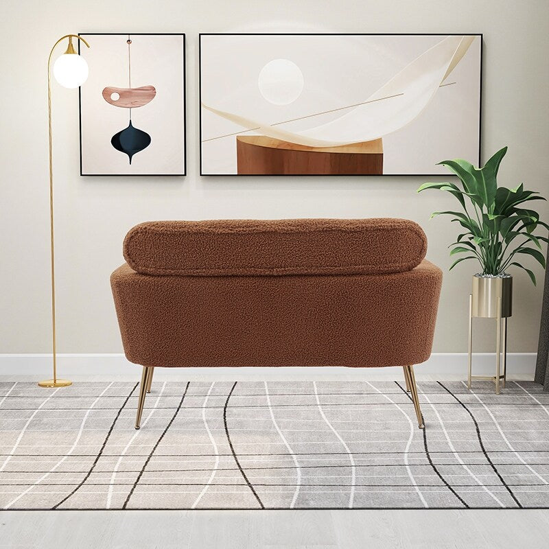 51"W Boucle Upholstered Loveseat with 2 Throw Pillows and Thick Padded for Bedroom and Small Space