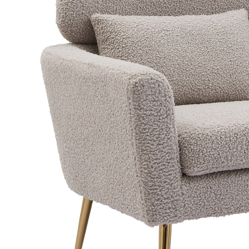 51"W Boucle Upholstered Loveseat with 2 Throw Pillows and Thick Padded for Bedroom and Small Space